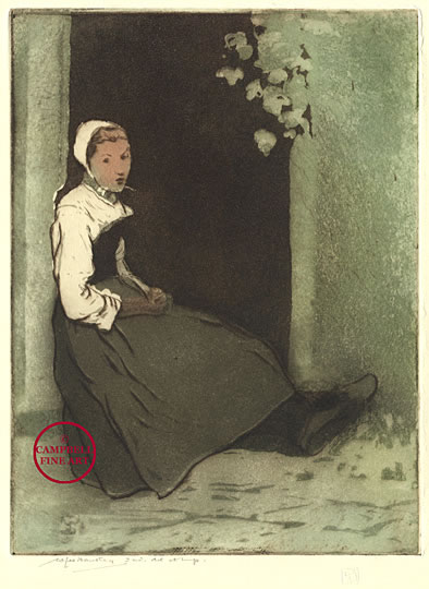 [Girl seated in a doorway] by William Lee-Hankey 