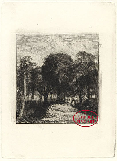 [A Horseman in Woodland, after Rembrandt] by William Alfred Delamotte 