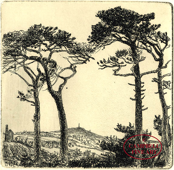 [The Folly seen through Pine Trees] by Eleanor Mary Hughes 