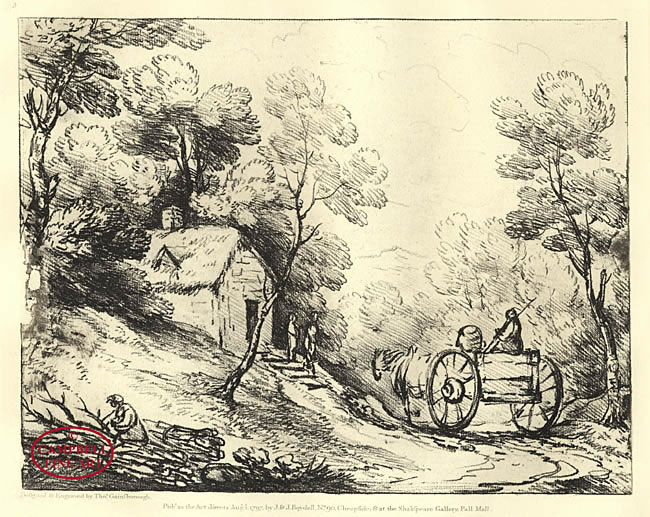 Wooded Landscape with Country Cart, Cottage and Figures by Thomas Gainsborough 