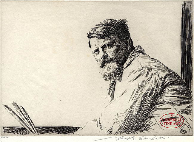 Frank Brangwyn (facing left with brushes) by Joseph Simpson 