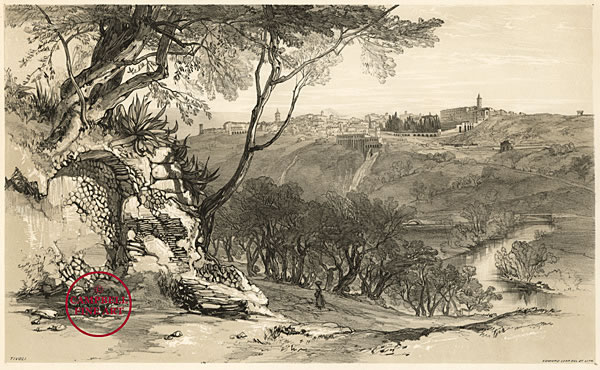 Tivoli, looking towards the Villa d’Este by Edward Lear 