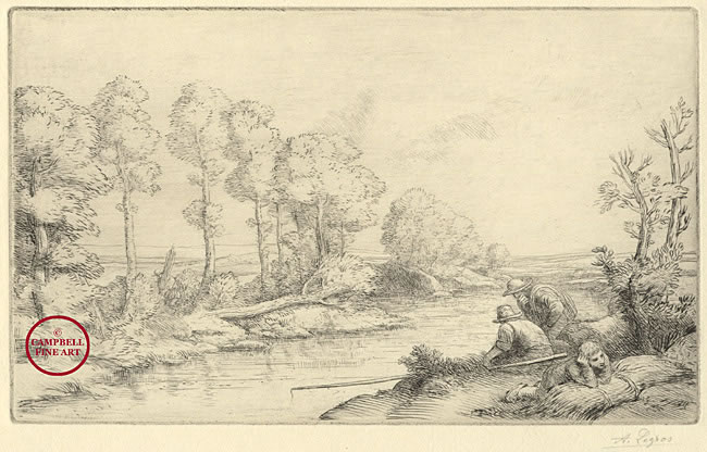 Repos au bord de la Rivière by Alphonse Legros 