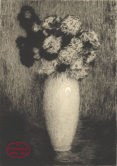 Vase of Chrysanthemums by Horace Mann Livens 