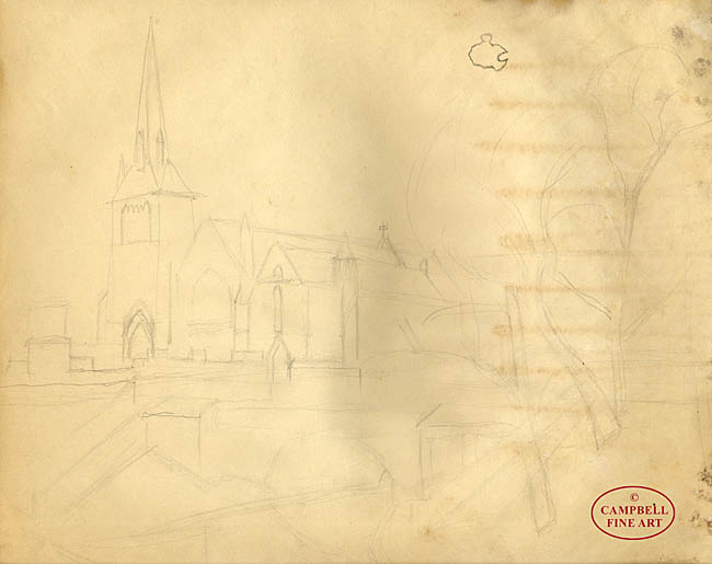 Sketch of a Church by Guy Malet 