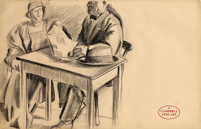 Couple seated at a Table by Guy Malet 
