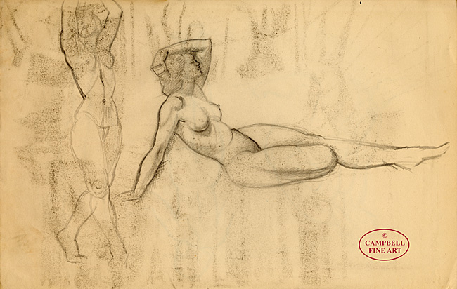 A Dancer / Reclining Nude by Guy Malet 