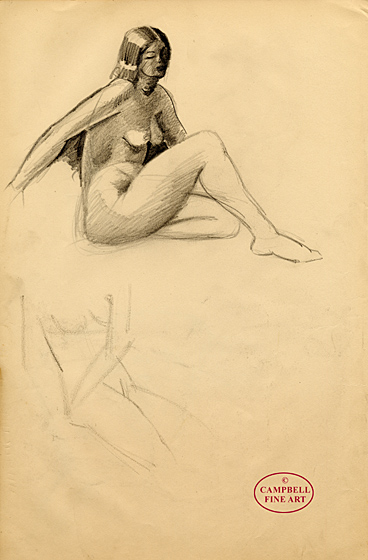 Seated Nude with Raised Knee by Guy Malet 