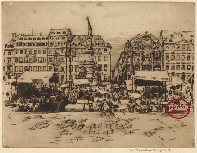 The Old Market Square, Dresden by Mortimer L. Menpes 