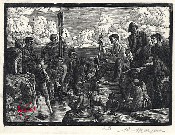 [Fisherfolk â€“ a gathering beside the sea] by William E.C. Morgan 