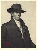 Self-portrait wearing a Hat