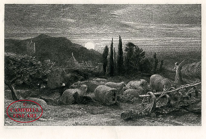 The Rising Moon <i>or</i> An English Pastoral by Samuel Palmer 
