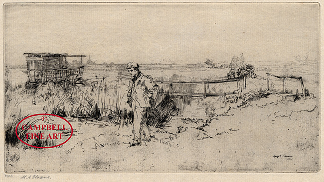 [Gypsy in a landscape thought to be at Mersea] by Mary Annie Sloane 