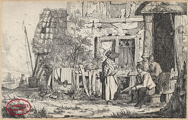 Exterior of Cottage with Figures by Joseph Stannard 