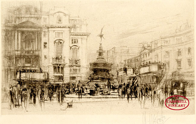 Piccadilly Circus – looking towards Lower Regent Street with the Criterion Theatre in the background by William Walcot 